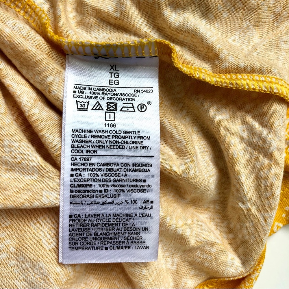 Old Navy mustard square neck cap‎ sleeve top xl - Picture 6 of 6